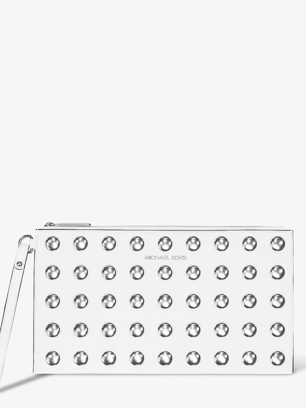 MICHAEL KORS JET SET TRAVEL PEBBLED LEATHER WRISTLET IN WHITE - Picture 1 of 6